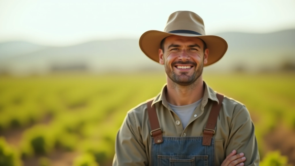 Agricultor en su campo durante presentación de tecnología de drones